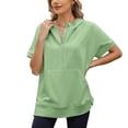 thumbnail image 1 of SWSMCLT Women's Short Sleeve Shirt Elasthane Hoodies Cozy Hooded Date Crew Neck Billowy Holiday Light Pull Over Kangaroo Pocket Green Small, 1 of 5