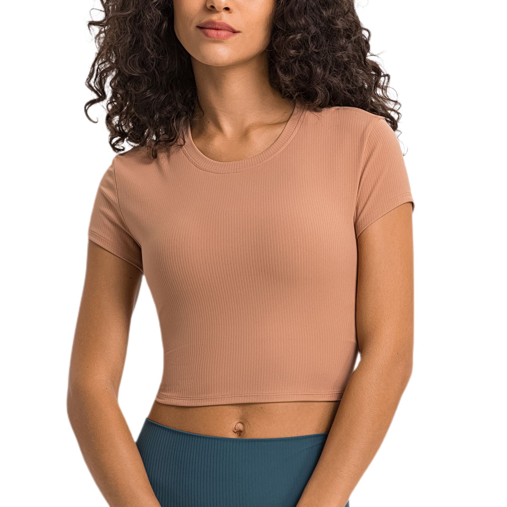 SWSMCLT Women's Short Sleeve T Shirt Crop Top Running Crew Neck Workout