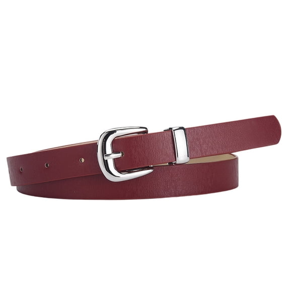 SWSMCLT Women's Skinny Adjustable Belts Buckle Belt Casual Fashion Travel D Ring Winter Summer Metal Buckle Burgundy X-Small-Large