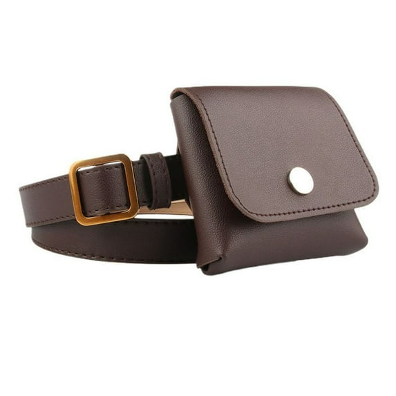 SWSMCLT Women's Skinny Belt Buckle Ratchet Belt Faux Leather Casual Groove Belt Square Pocket Elegant Fashion Coffee X-Small-Large