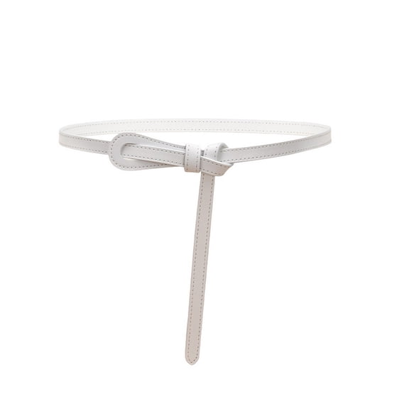 SWSMCLT Women's Skinny Belt Fashion Belt For Dress Genuine Leather Knotted Vintage Summer Fall Adjustable Belts White X-Small-Large