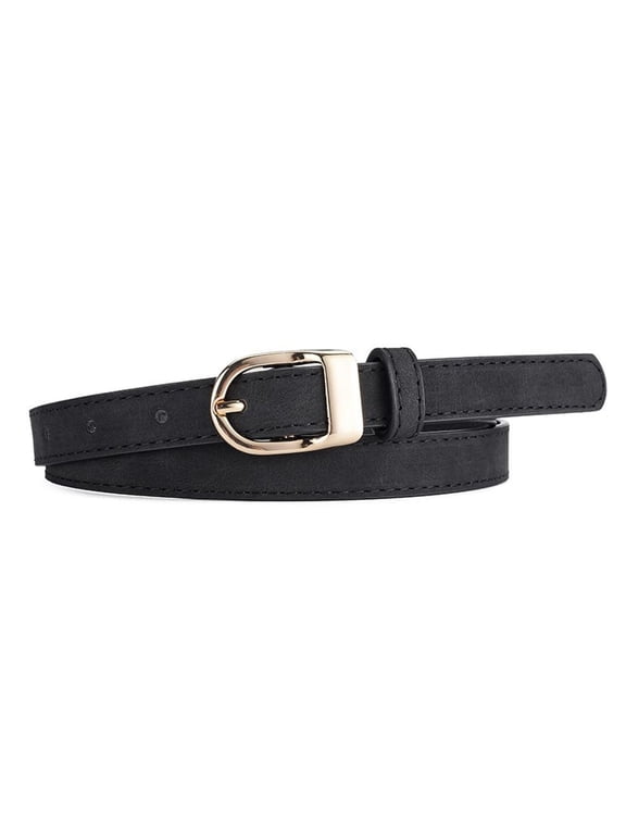 Women's Skinny Belt Fashion Belt For Dress Spring Faux Leather Travel Summer Fall D Ring Buckle Winter Black Small-Large
