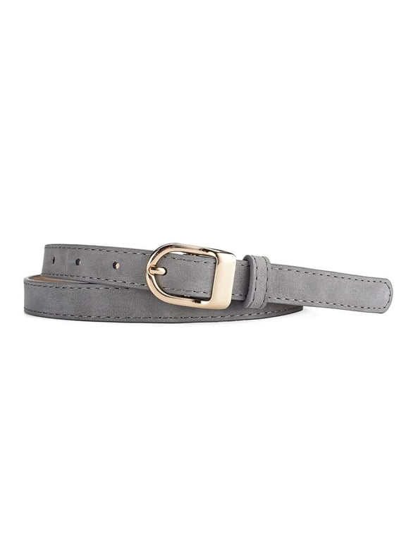 Women's Skinny Belt Fashion Belt For Dress Spring Faux Leather Travel Summer Fall D Ring Buckle Winter Grey Small-Large