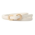 thumbnail image 1 of SWSMCLT Women's Skinny Belt Fashion Gold Leather Belt for Dress Thin Elegant Double O Ring Dress Belts Slim Casual Party White One Size fits S-L, 1 of 1