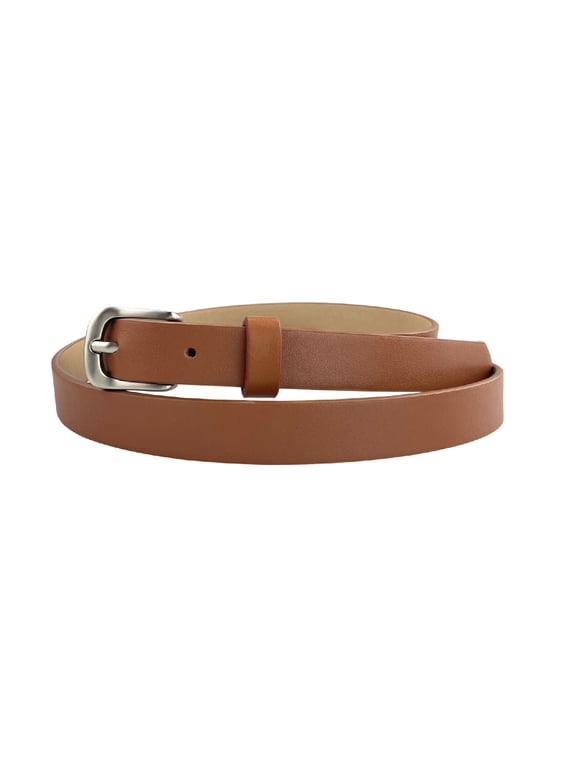 Women's Skinny Belt Faux Leather Adjustable Belts BuckleLoops Casual Summer Fashion Belt Semi Formal Light Brown X-Small-Large