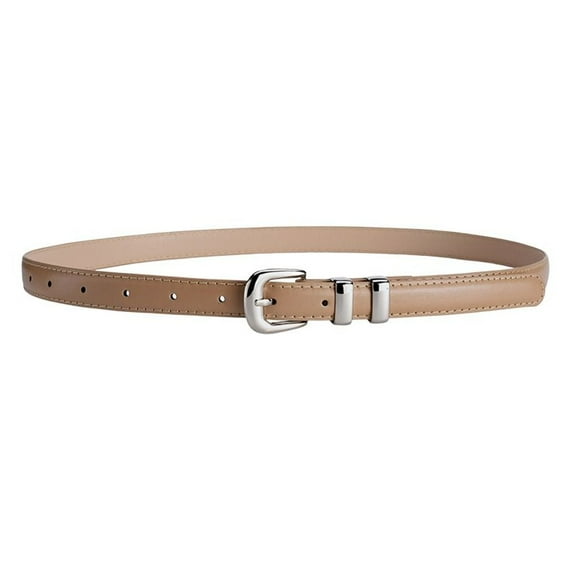 SWSMCLT Women's Skinny Belt For Dress Buckle D Ring Cute Elegant Belt Adjustable Belts Metal Casual Faux Leather Khaki X-Small-Large