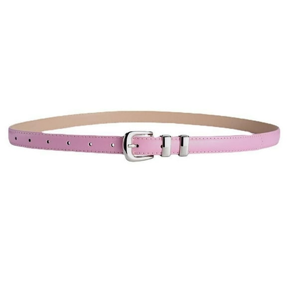 SWSMCLT Women's Skinny Belt For Dress Buckle D Ring Cute Elegant Belt Adjustable Belts Metal Casual Faux Leather Pink X-Small-Large