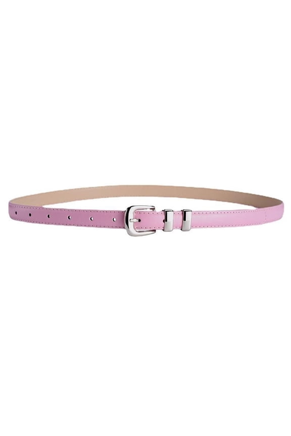 Women's Skinny Belt For Dress Buckle D Ring Cute Elegant Belt Adjustable Belts Metal Casual Faux Leather Pink X-Small-Large