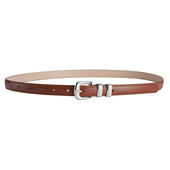 SWSMCLT Women's Skinny Belt For Dress Buckle D Ring Cute Elegant Belt Adjustable Belts Metal Casual Faux Leather Umber X-Small-Large