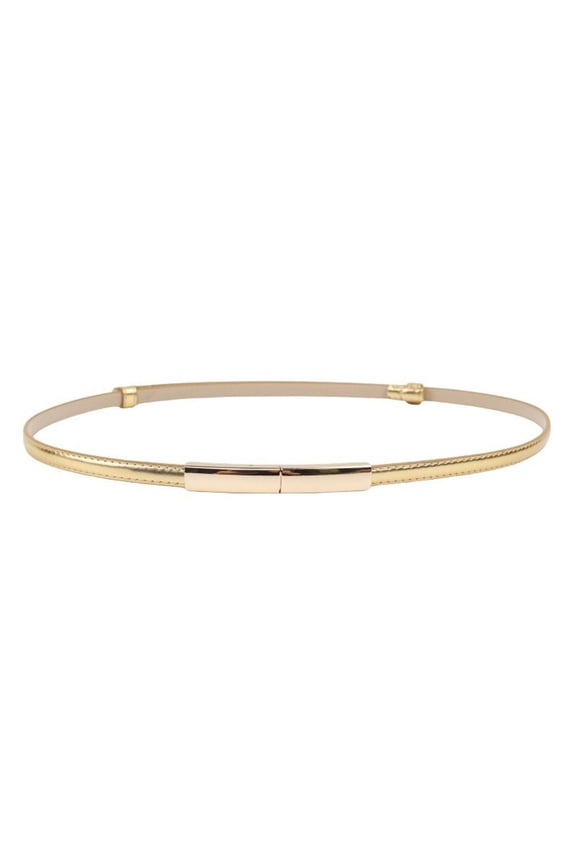 Women's Skinny Belt For Dress Casual Slim Spring Metal Belt Buckle Fashion Metal Buckle Adjustable Belts Golden X-Small-Large