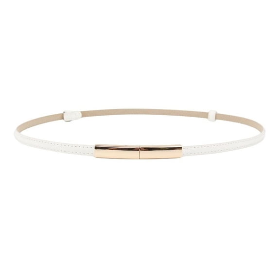 SWSMCLT Women's Skinny Belt For Dress Casual Slim Spring Metal Belt Buckle Fashion Metal Buckle Adjustable Belts White X-Small-Large