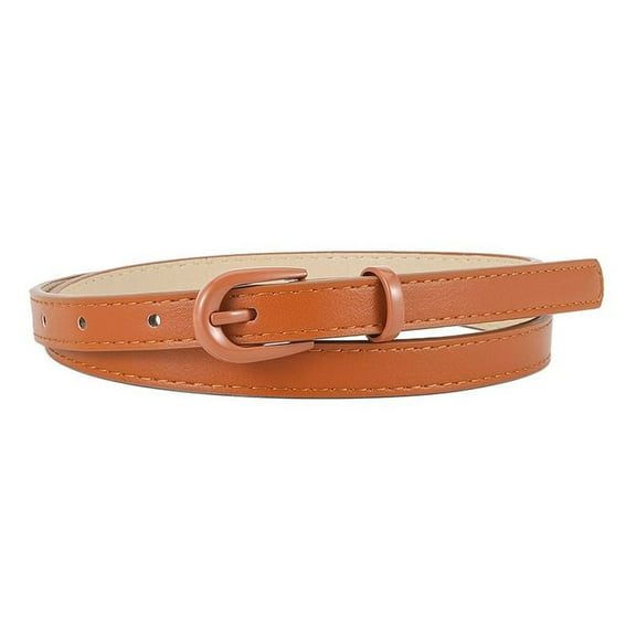 SWSMCLT Women's Skinny Belt For Dress Faux Leather Belt Travel Fall Casual Adjustable Belts Fashion Regular Fit Umber X-Small-Large