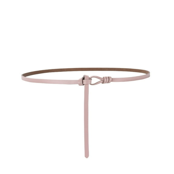 SWSMCLT Women's Skinny Belt Holeless Tie Belt Casual Dinner Faux Leather Belt For Dress Fashion Slim Knotted Elegant Pink X-Small-Large
