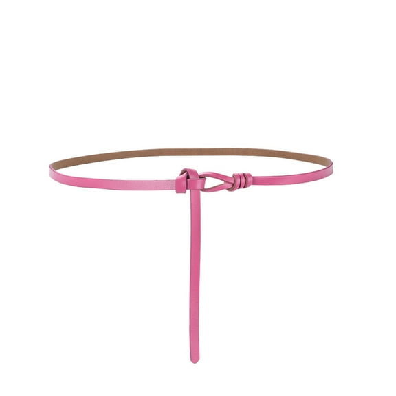 SWSMCLT Women's Skinny Belt Holeless Tie Belt Casual Dinner Faux Leather Belt For Dress Fashion Slim Knotted Elegant Rose X-Small-Large