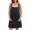 thumbnail image 1 of SWSMCLT Women's Sleeveless Denim Overall Dress Jean Jumper Dresses Black X-Large, 1 of 2