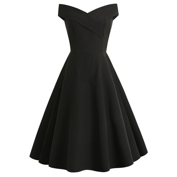 SWSMCLT Women's Sleeveless Dresses Prom Party Fitted Midi Evening Gown Fall Spring Backless Gala Fashion A Line Dress Black Medium