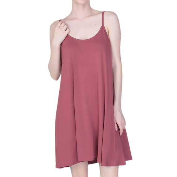 SWSMCLT Women's Sleeveless Nightgown Soft Summer Sleepwear Cotton Stretchy Short Rayon Cotton Spaghetti Strap Sleep Dress Burgundy 5X-Large