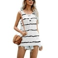 thumbnail image 1 of SWSMCLT Women's Sleeveless Tank Top Spring Slimming Vest Cotton Soft T Shirt Loose Cool Crew Neck Fashion Striped White 5X-Large, 1 of 1