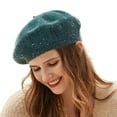 thumbnail image 1 of SWSMCLT Women's Snow Party Basic Beret Hat Winter Hat Rhinestone Cap Knit Green One Size, 1 of 4
