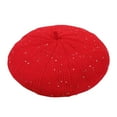 thumbnail image 1 of SWSMCLT Women's Snow Party Basic Beret Hat Winter Hat Rhinestone Cap Knit Red One Size, 1 of 1