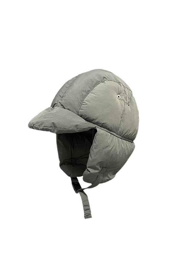 Women's Snow Trapper Cap Cute Earflap Cap Outdoor Winter Soft Breathable Puffy Classic Hats With Ear Flaps Grey One Size