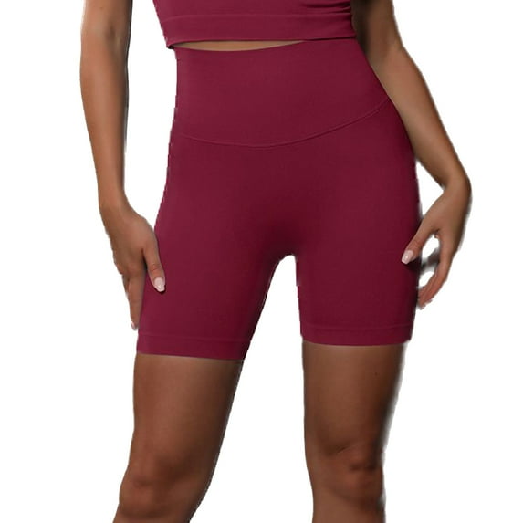 SWSMCLT Women's Soft Active Shorts High Waisted Elastic Waist Track Shorts Yoga Shorts Thin Yoga Gym Tight Casual Burgundy Small