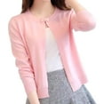 thumbnail image 1 of SWSMCLT Women's Soft Cardigan Sweater Knit Warm Winter Fashion Shrug Lightweight Open Front Long Sleeve Fall Home Pink X-Small, 1 of 5