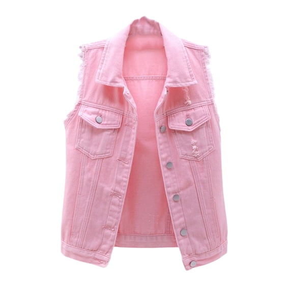 SWSMCLT Women's Soft Denim Vest Tank Top Thin Fashion Button Vest Sleeveless Cotton Summer Loose Fall Pocket Pink Medium