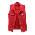 thumbnail image 1 of SWSMCLT Women's Soft Denim Vest Tank Top Thin Fashion Button Vest Sleeveless Cotton Summer Loose Fall Pocket Red X-Large, 1 of 4
