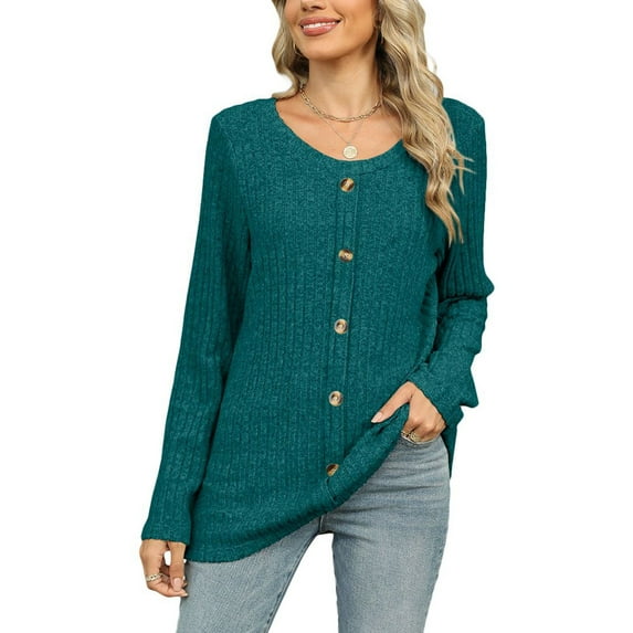 SWSMCLT Women's Soft Pullover Sweater Warm Top Elegant Duster Cardigan Crewneck Long Sleeve Fashion Spring Loose Peacock Blue Large