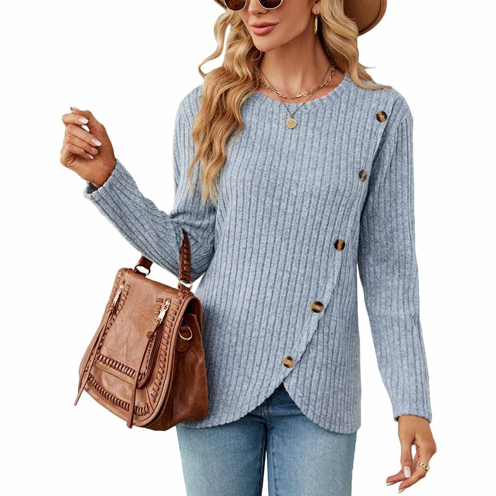 Elegant Pullover Sweater - Long Sleeve, Soft & Machine-Washable