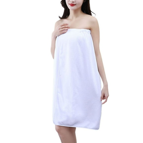 SWSMCLT Women's Soft Robe Bath Pajamas Comfy Breathable Snap On Basic Knee Length Towel Wrap Bandeau Classic White Small-X-Large