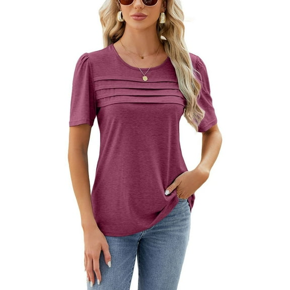 SWSMCLT Women's Soft Shirt Summer Top Thin Cool Spring T Shirt Fashion Loose Fall Short Sleeve Lightweight Burgundy XX-Large