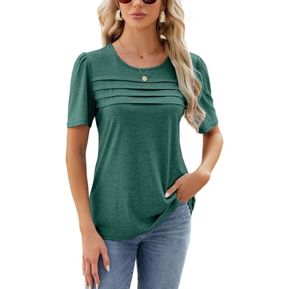 SWSMCLT Women's Soft Shirt Summer Top Thin Cool Spring T Shirt Fashion Loose Fall Short Sleeve Lightweight Dark Green Small