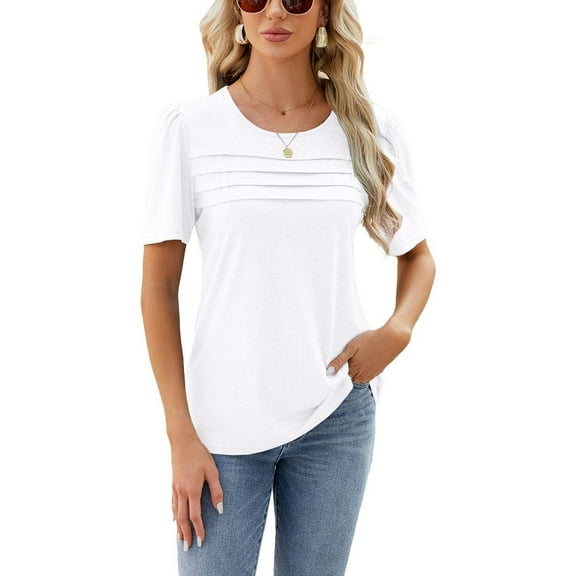 SWSMCLT Women's Soft Shirt Summer Top Thin Cool Spring T Shirt Fashion Loose Fall Short Sleeve Lightweight White Large