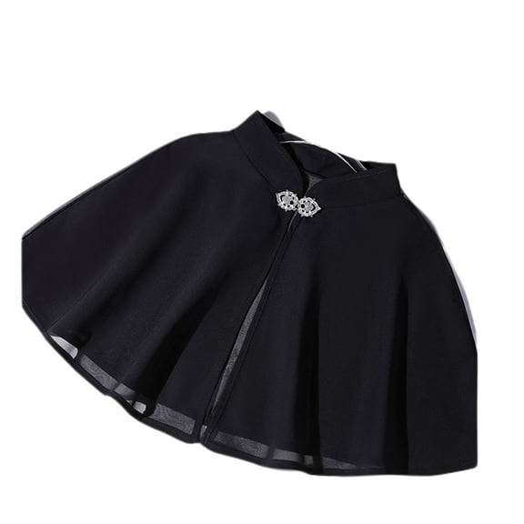 SWSMCLT Women's Soft Shrug Sequin Party Short Sleeve Fall Summer Spring Winter Cape Poncho Top Chiffon Wedding Bolero Black One Size