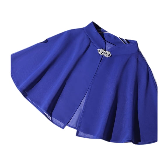 SWSMCLT Women's Soft Shrug Sequin Party Short Sleeve Fall Summer Spring Winter Cape Poncho Top Chiffon Wedding Bolero Blue One Size