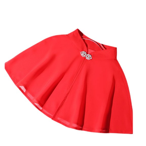 SWSMCLT Women's Soft Shrug Sequin Party Short Sleeve Fall Summer Spring Winter Cape Poncho Top Chiffon Wedding Bolero Red One Size