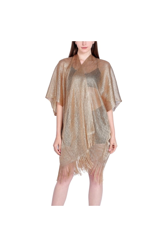 Women's Soft Summer Pashmina Fall Scarf Chiffon Scarves Sheer Beach Mesh Fashion Fringe Cozy Elegant Golden Small-X-Large