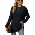thumbnail image 1 of SWSMCLT Women's Soft Sweater Long Sleeve Casual Warm Tunic Top Knit Crewneck Fashion Spring Spandex Tunics Black Small, 1 of 5
