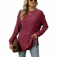 thumbnail image 1 of SWSMCLT Women's Soft Sweater Long Sleeve Casual Warm Tunic Top Knit Crewneck Fashion Spring Spandex Tunics Burgundy Large, 1 of 5