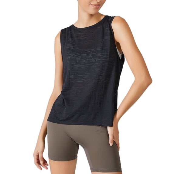 SWSMCLT Women's Soft Tank Top Running Top Cotton Fall Split Basic Vest Yoga Workout Loose Backless Summer Black Medium