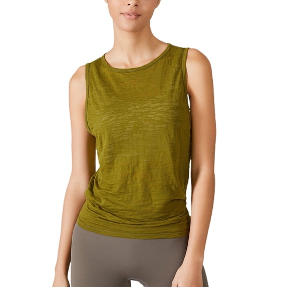 SWSMCLT Women's Soft Tank Top Running Top Cotton Fall Split Basic Vest Yoga Workout Loose Backless Summer Green Small