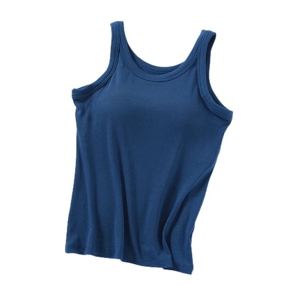 SWSMCLT Women's Soft Tank Top Sleeveless Vest Casual Short Basic Top Ribbed Travel Fitted Workout Crew Neck Royal Blue Medium