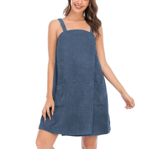 SWSMCLT Women's Soft Terry Cloth Towel WrapTank After Shower Dress Bath Spa Cozy Absorbent Bath Robe Sleeveless Shower Wrap Grey1 14