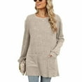thumbnail image 1 of SWSMCLT Women's Soft Top Long Sleeve Sweater Warm Holiday Knit Winter Fall Fashion Tunic Top Spandex Crewneck Apricot X-Large, 1 of 5