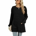 thumbnail image 1 of SWSMCLT Women's Soft Top Long Sleeve Sweater Warm Holiday Knit Winter Fall Fashion Tunic Top Spandex Crewneck Black XX-Large, 1 of 5