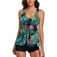 thumbnail image 1 of SWSMCLT Women's Spaghetti Strap 2 Piece Beach Swimsuit Modest Bathing Suit Hawaiian Padded Tankini Short Mid Rise Soft Green 10, 1 of 1