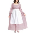 thumbnail image 1 of SWSMCLT Women's Spring Dresses Long Sleeve Casual Square Neck High Waist Peasant A Line Dress Swing Dress Cute Pink Large, 1 of 5