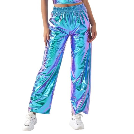 SWSMCLT Women's Straight Leg Pants Stretch Long Casual Pants Pleated Summer Casual Trendy Winter Trousers Blue 4-6